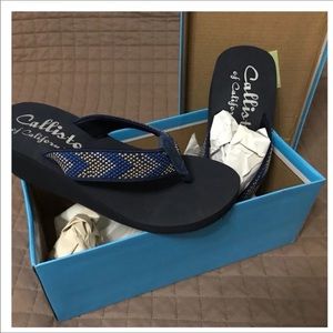 Callisto of California crystal stud wedge sandal